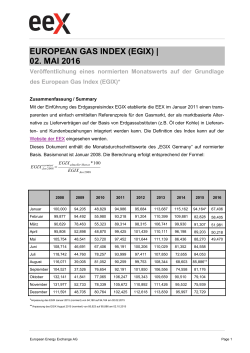 european gas index (egix) | 02. mai 2016