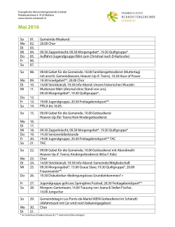 Mai 2016 - evangelische Mennonitengemeinde Schänzli