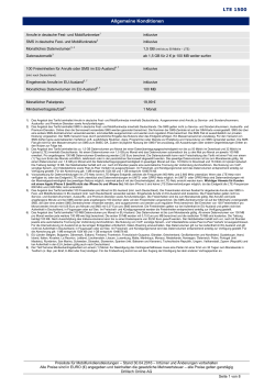 Preisliste für Mobilfunkdienstleistungen