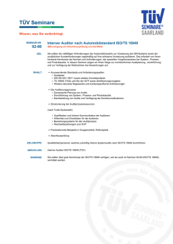 Interner Auditor nach Automobilstandard ISO/TS 16949