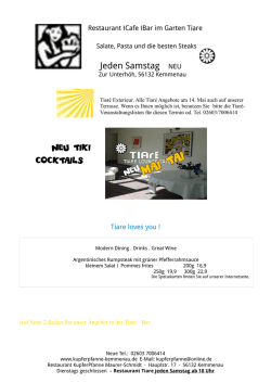 Jeden Samstag NEU NEU TIKI COCKTAILS