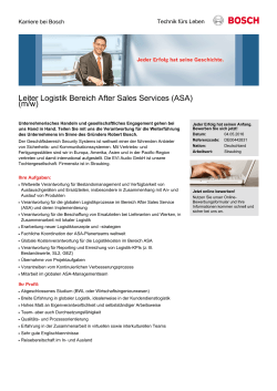 Leiter Logistik Bereich After Sales Services (ASA) (m/w)
