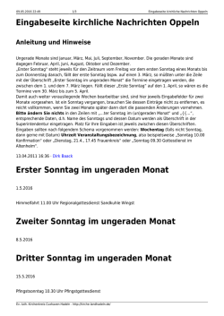 Eingabeseite kirchliche Nachrichten Oppeln - Ev.