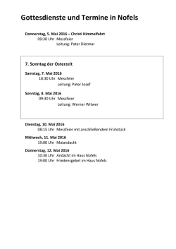 Gottesdienste und Termine in Nofels