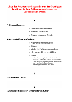 Liste der Rechtsgrundlagen für den Ermächtigten Ausführer in den