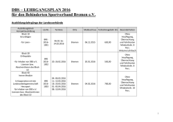 DBS – LEHRGANGSPLAN 2016 für den Behinderten Sportverband