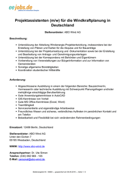 Projektassistenten (m/w) für die Windkraftplanung in