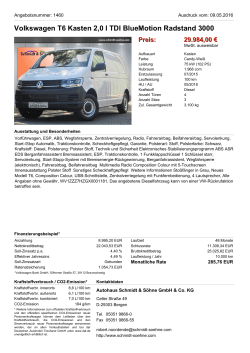 Volkswagen T6 Kasten 2,0 l TDI BlueMotion Radstand 3000 Preis