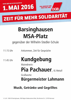 Plakat Barsinghausen - DGB-Region Niedersachsen