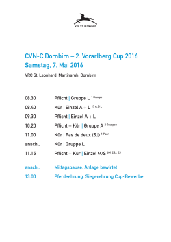 CVN-C Dornbirn – 2. Vorarlberg Cup 2016 Samstag, 7. Mai 2016