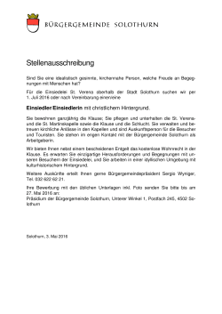 Stellenausschreibung - Bürgergemeinde Solothurn