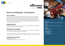 Montessori-Pädagogik Vertiefungsteil
