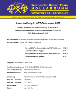 Ausschreibung 2. WRT-Clubrennen 2016