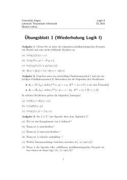 Ubungsblatt 1 (Wiederholung Logik I)