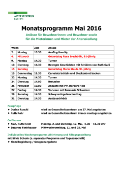 Monatsprogramm Mai 2016 - Alterszentrum Eggiwil