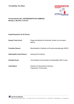Pressekonferenz 827. HAFENGEBURTSTAG HAMBURG Montag, 2