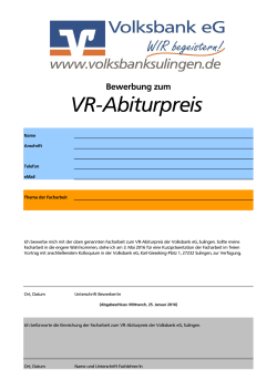 VR-Abiturpreis 2016 Bewerbungsbogen