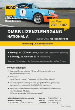DMSB Lizenzlehrgang National A im Driving Center Groß Dölln