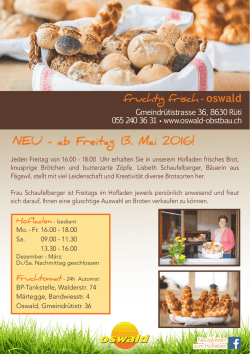 NEU - ab Freitag 13. Mai 2016!