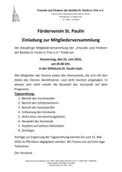 Förderverein St. Paulin Einladung zur Mitgliederversammlung