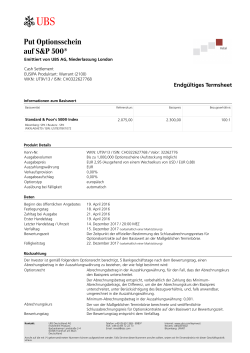 Termsheet vom Emissionstag