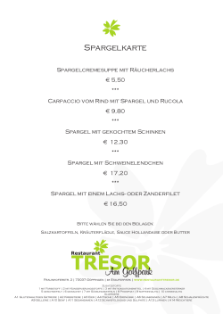 Unsere Spargelkarte - Restaurant TRESOR