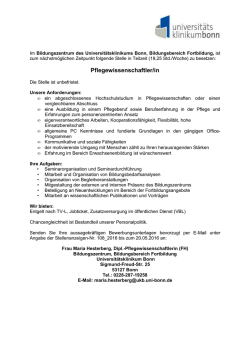 Pflegewissenschaftler/in - Universitätsklinikum Bonn