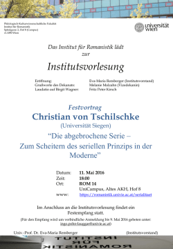 Institutsvorlesung - Philologisch-Kulturwissenschaftliche Fakult&auml;t