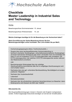 Checkliste Master Leadership in Industrial Sales and Technology