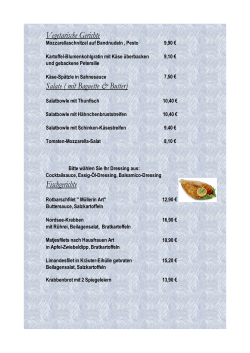 Vegetarische Gerichte Salate ( mit Baguette & Butter) Fischgerichte