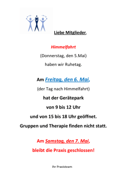 Am Freitag, den 6. Mai - Physiotherapie Flechtorf