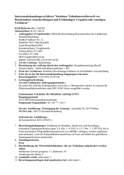 Interessenbekundungsverfahren "formloser Teilnahmewettbewerb