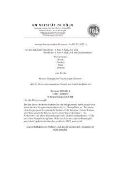 Dienstag, 10.05.2016, 12:00 &ndash; 14:00 Uhr Im Besprechungsraum