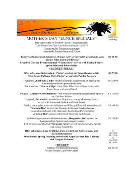 MOTHER`S DAY “LUNCH SPECIALS“