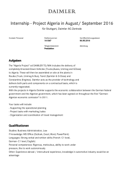 Internship - Project Algeria in August/ September 2016