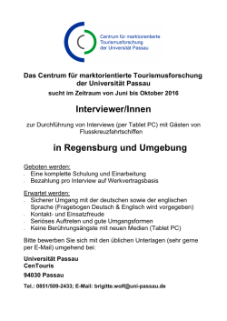 Interviewer/Innen in Regensburg und Umgebung