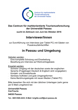 Interviewer/Innen in Passau und Umgebung