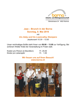 Jazz – Brunch in der Borna Sonntag, 8. Mai 2016