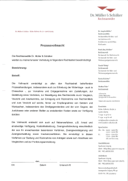 Prozessvollmacht - Dr. Müller & Schäker