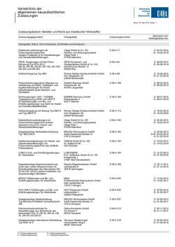Verzeichnis der allgemeinen bauaufsichtlichen Zulassungen