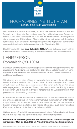 lehrperson - Hochalpines Institut Ftan