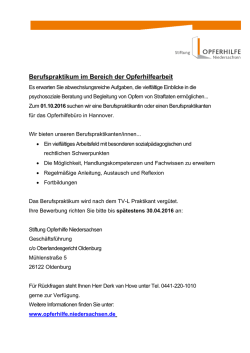 Berufspraktikum im Bereich der Opferhilfearbeit