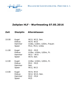 Zeitplan HLF - Wurfmeeting 07.05.2016