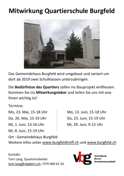 Mitwirkung Quartierschule Burgfeld