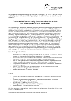 Dramaturgin / Dramaturg f&uuml;r Opernfestspiele Heidenheim mit