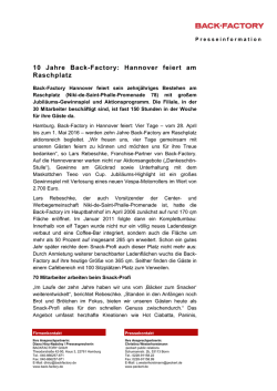 10 Jahre Back-Factory: Hannover feiert am Raschplatz