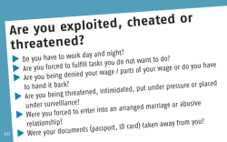 Are you exploited, cheated or threatened?