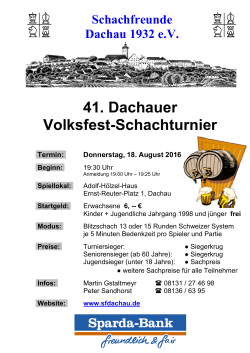 41. Dachauer Volksfestturnier 2016 Ausschreibung