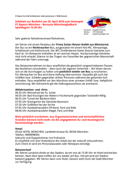 Infoblatt zur Busfahrt am 30. April 2016 zum Heimspiel FC Bayern