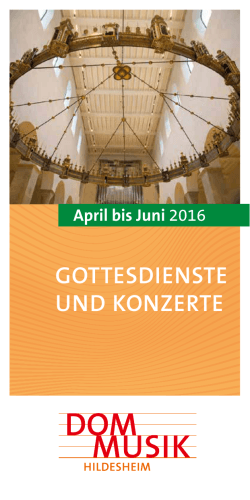 Veranstaltungen von April bis Juni 2016